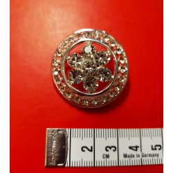 Guzik ozdobny z kryształkami srebrny